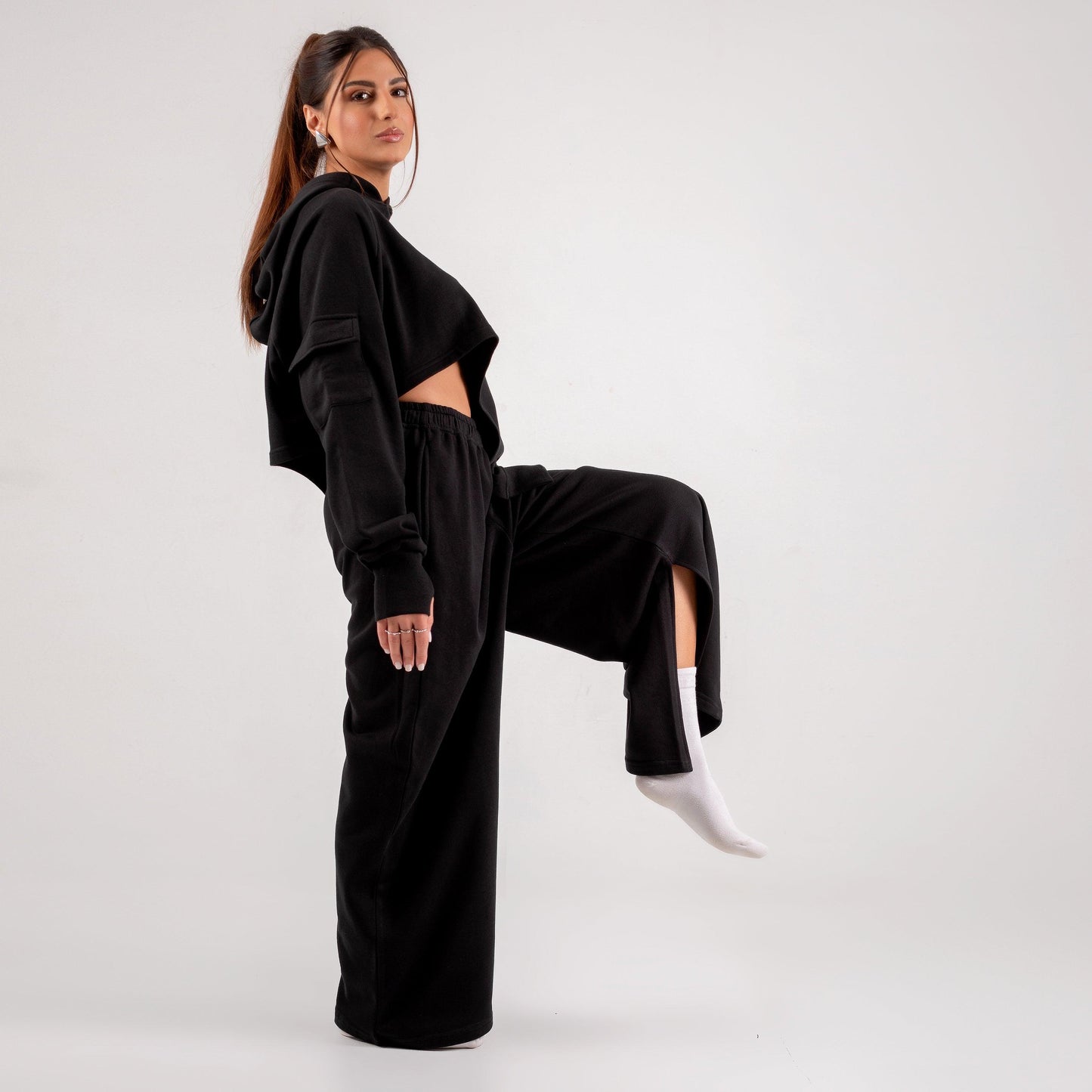 Wide leg pants with slit - Maron
