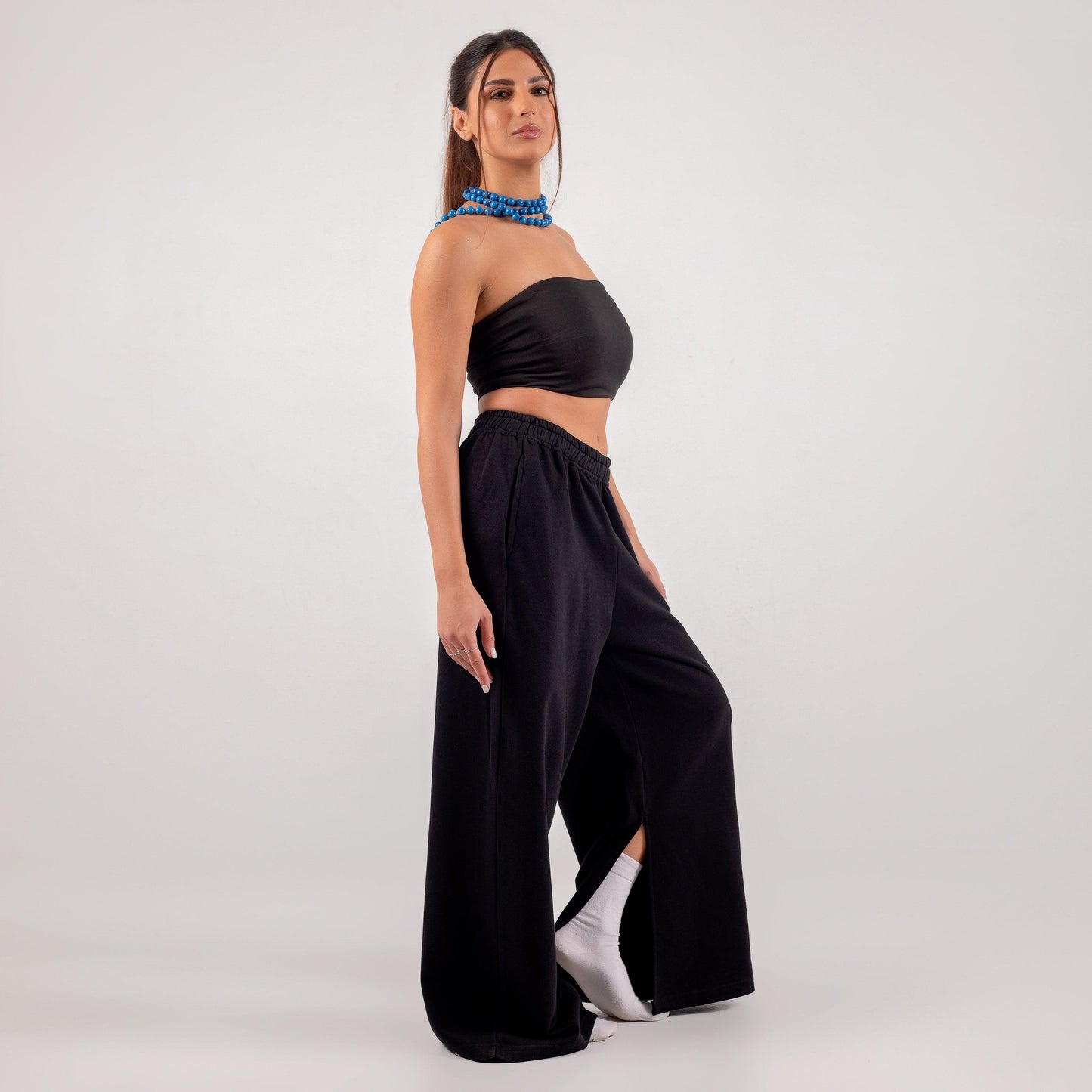 Wide leg pants with slit - Maron