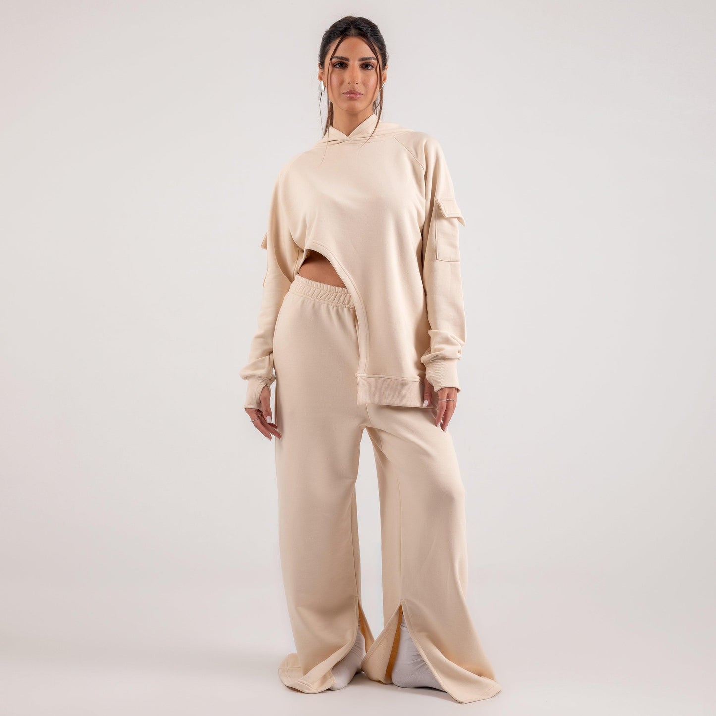 Wide leg pants with slit - Maron