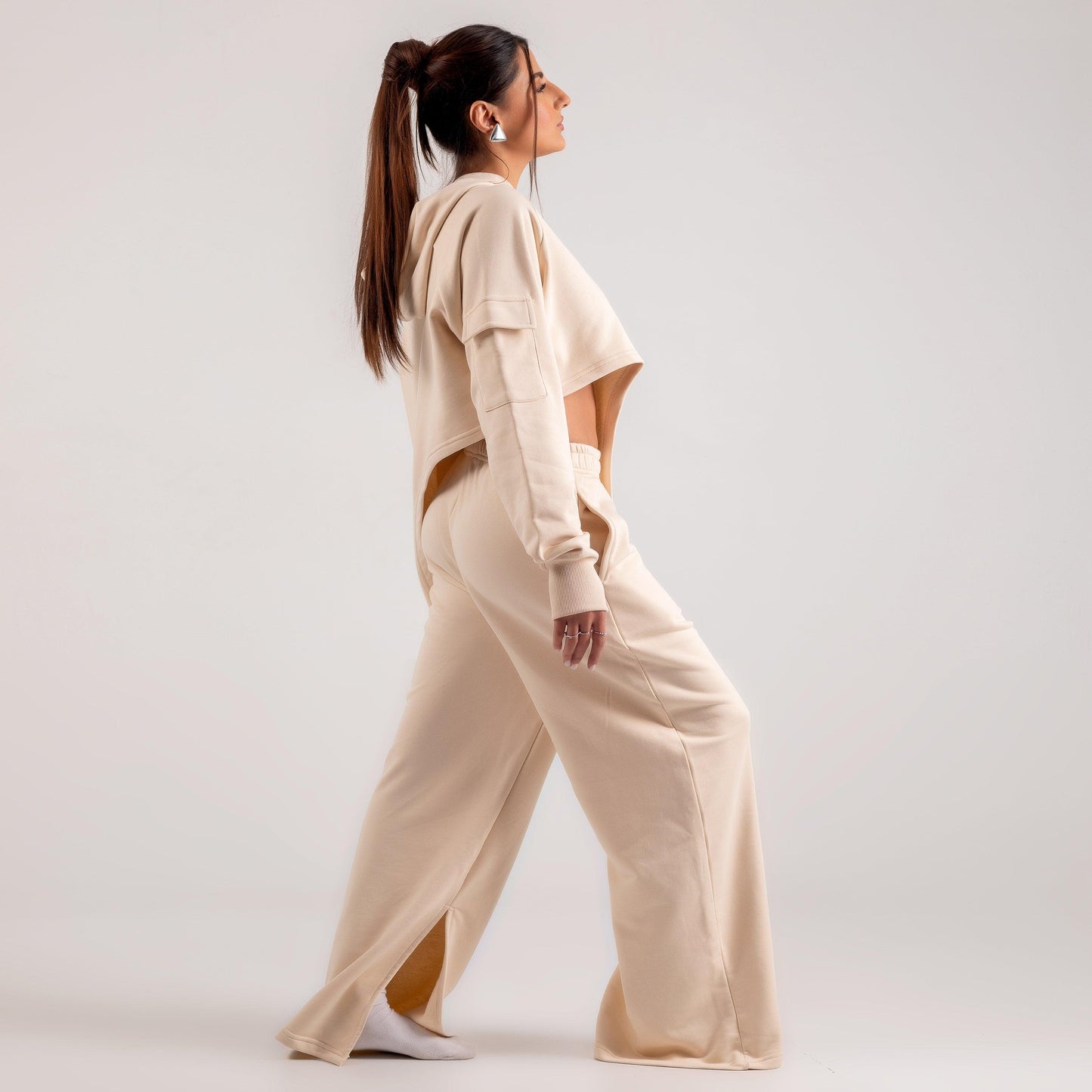 Wide leg pants with slit - Maron