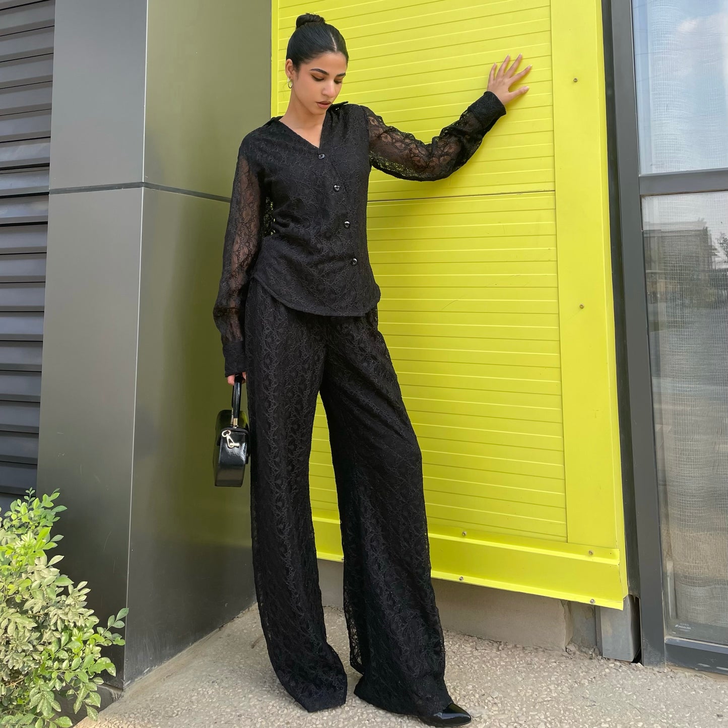 Lined Lace Wide Leg Pants