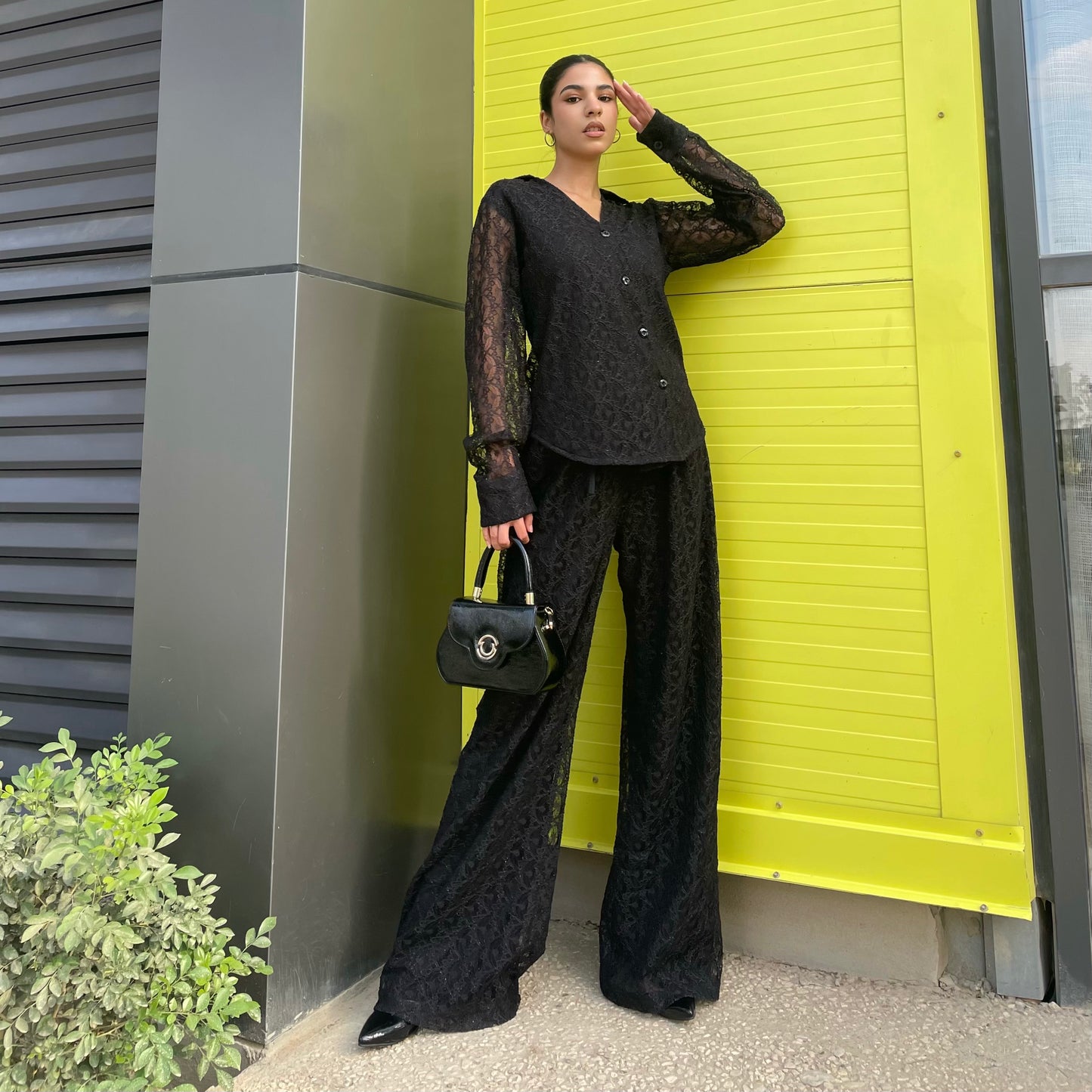 Lined Lace Wide Leg Pants