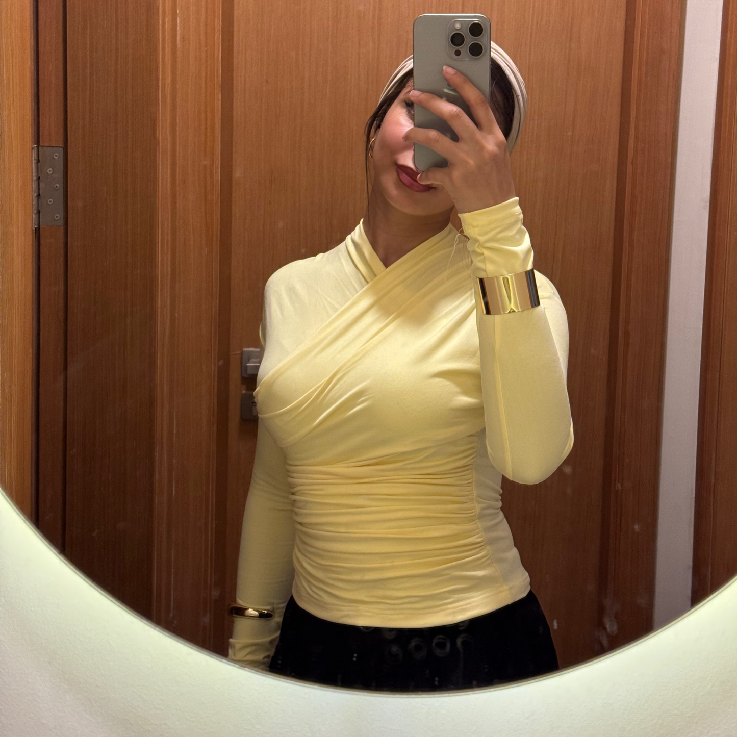 Butter yellow long sleeves wrap top(NEW)