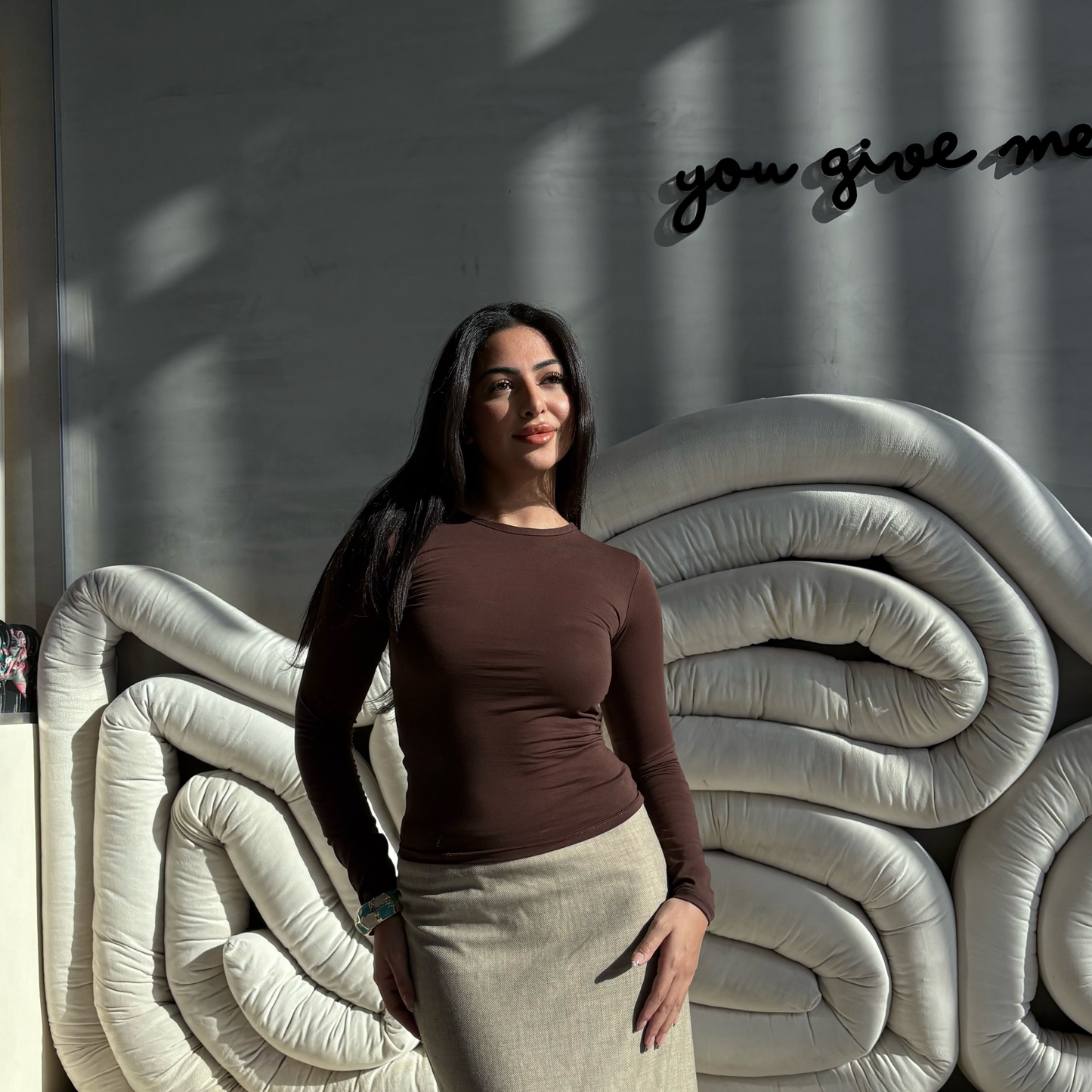 Chocolate Brown Basic Long Sleeve Top