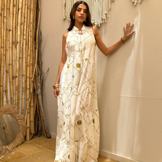 White printed Maxi Dress