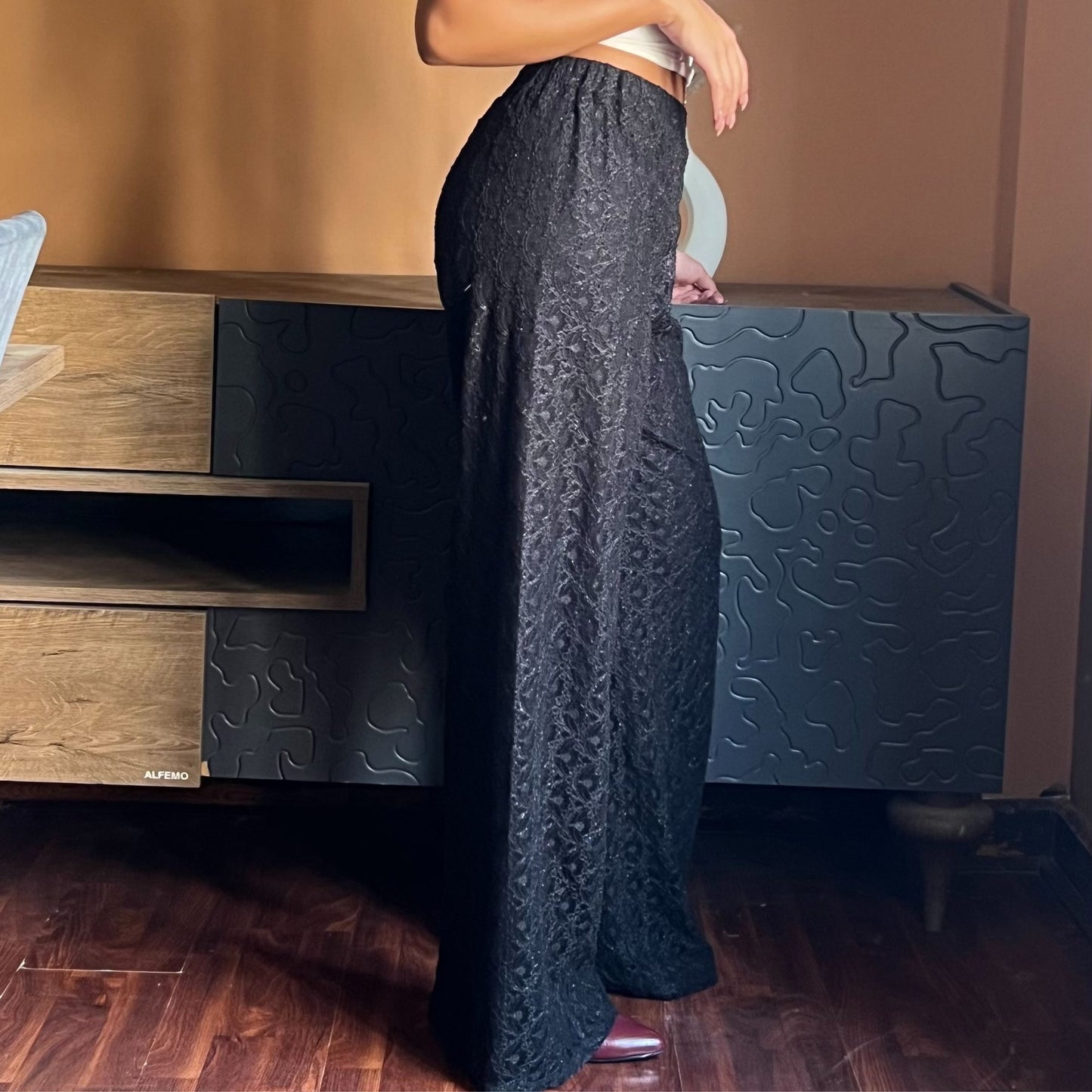 Lined Lace Wide Leg Pants