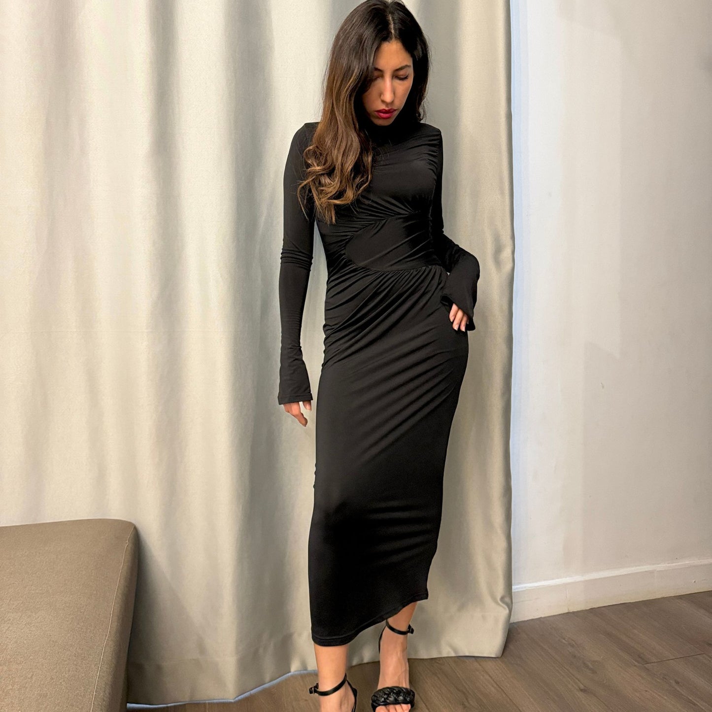 Gathered bodycon dress
