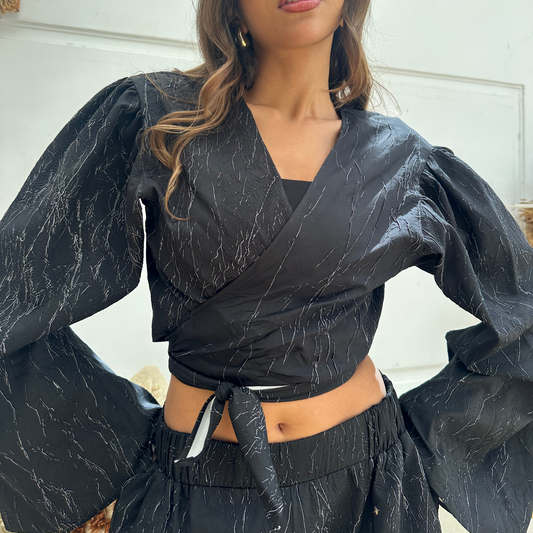Black Textured Wrap Set