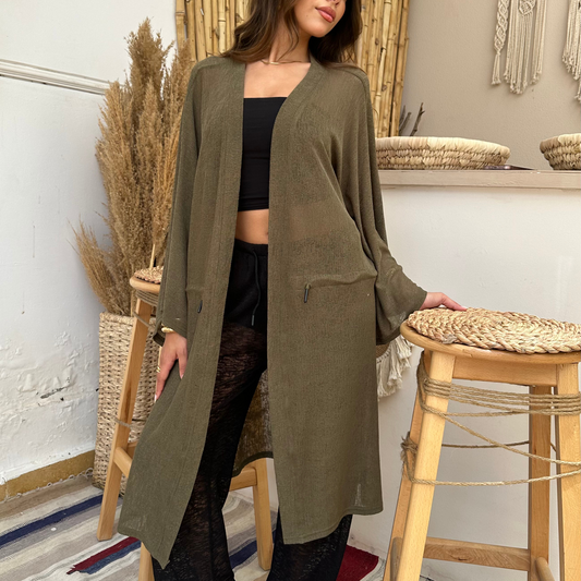 Olive See-through summer cardigan