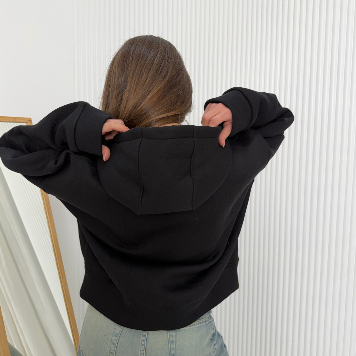 Black Oversized Zip-Up Hoodie