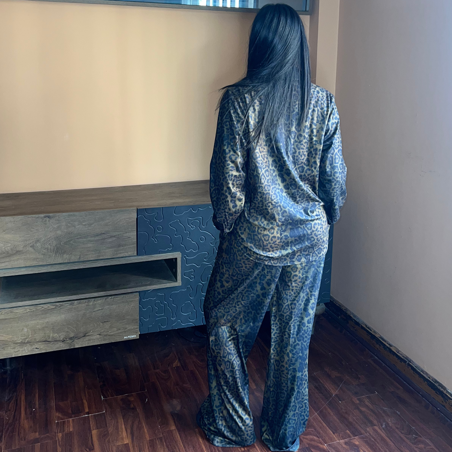 Winter Wide Leg Pants with Leopard  Print