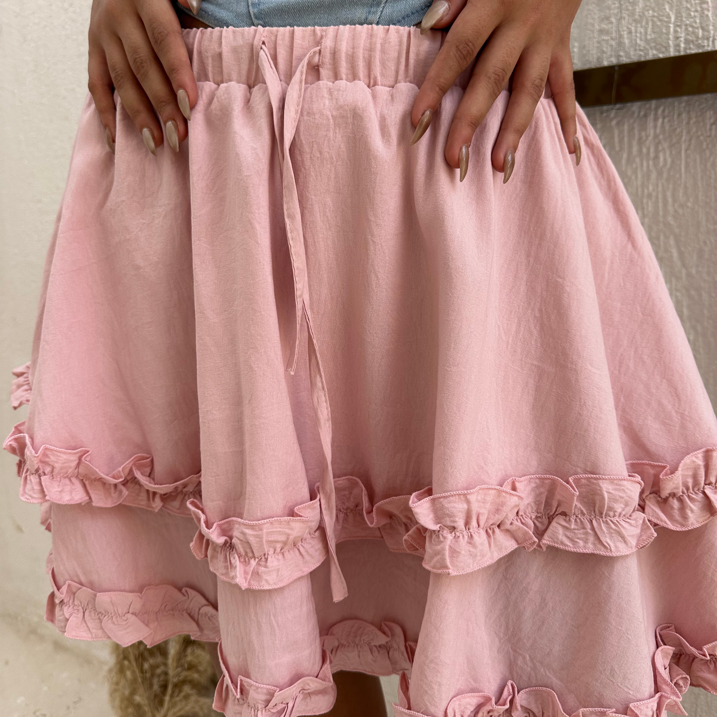 Summer Boho pink Mini Skirt