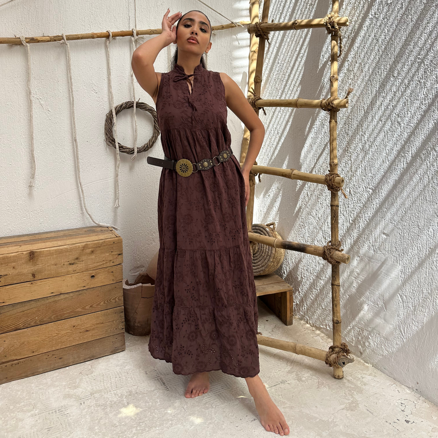 Chocolate brown Maxi boho dress