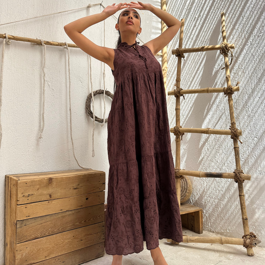 Chocolate brown Maxi boho dress