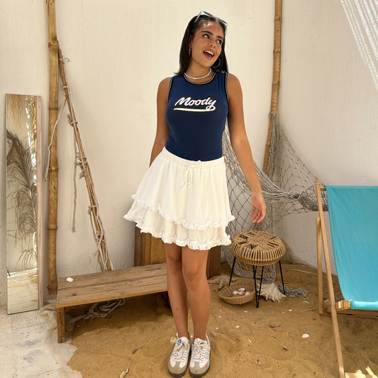 Summer Boho white Mini Skirt