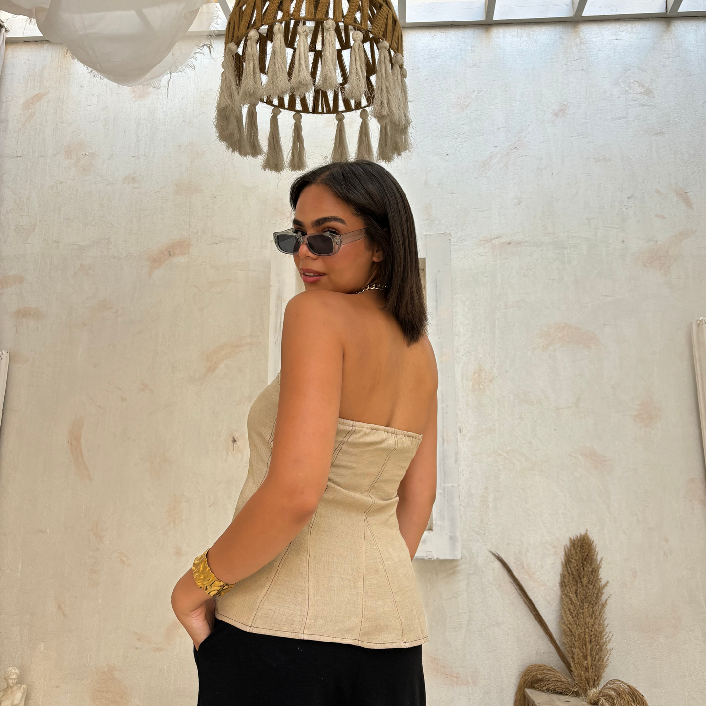 Strapless corset beige Set