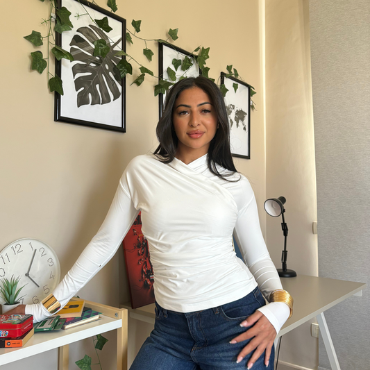 White long sleeves Wrap top