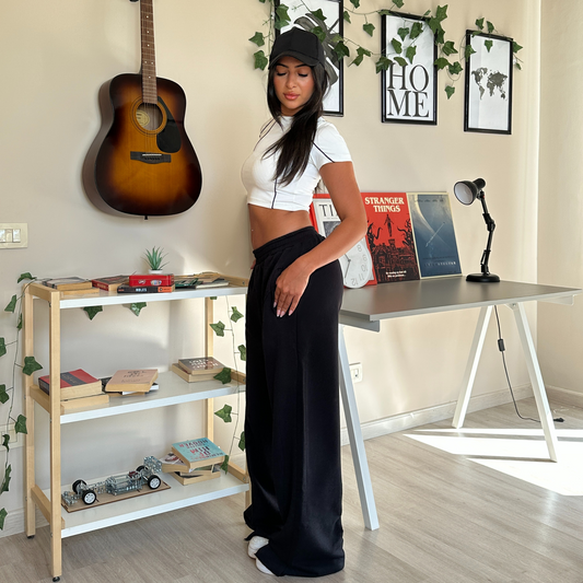 Black wide leg sweatpants