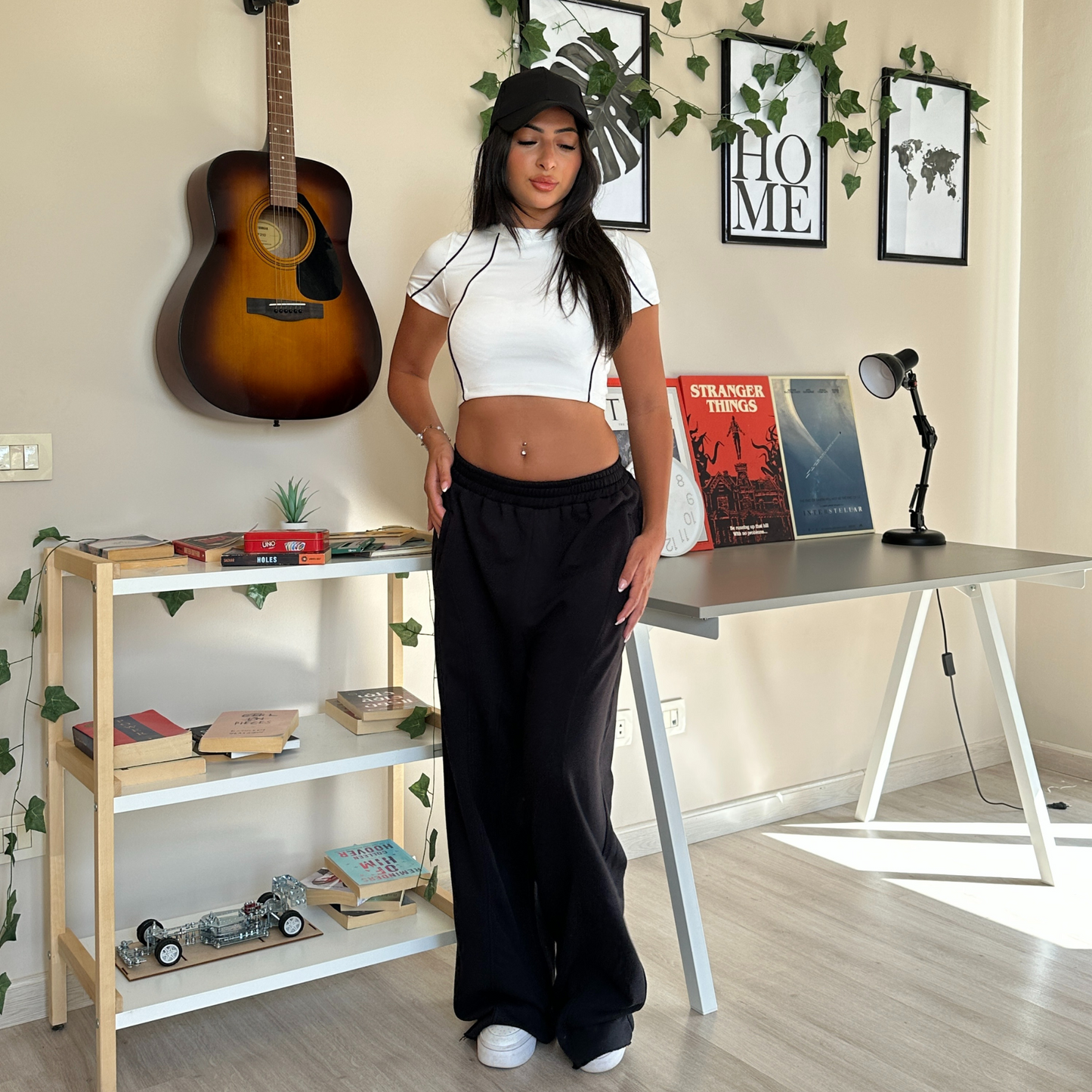 Black wide leg sweatpants