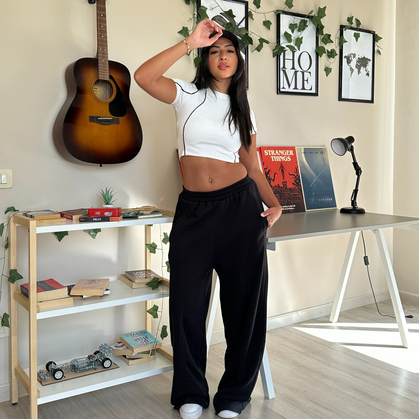 Black wide leg sweatpants