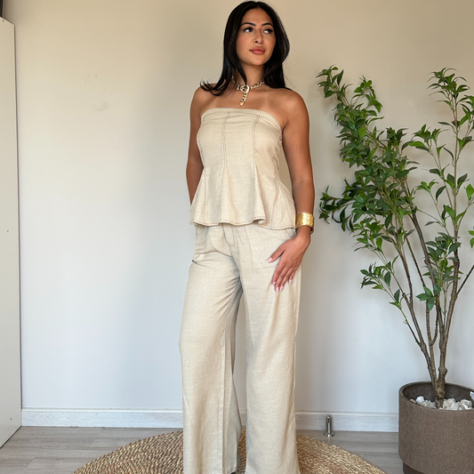 Strapless corset beige Set