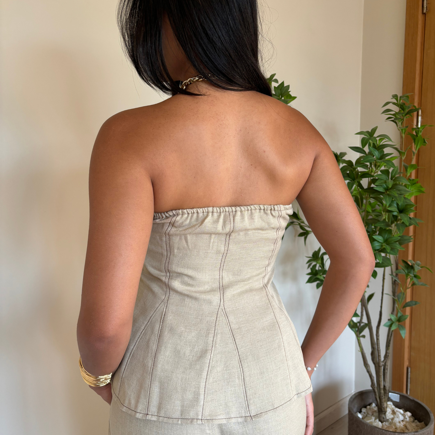 Strapless corset beige Set