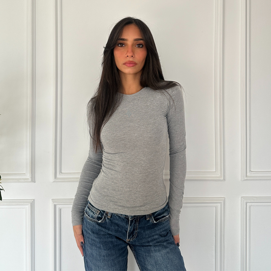 Grey Basic long sleeve Top