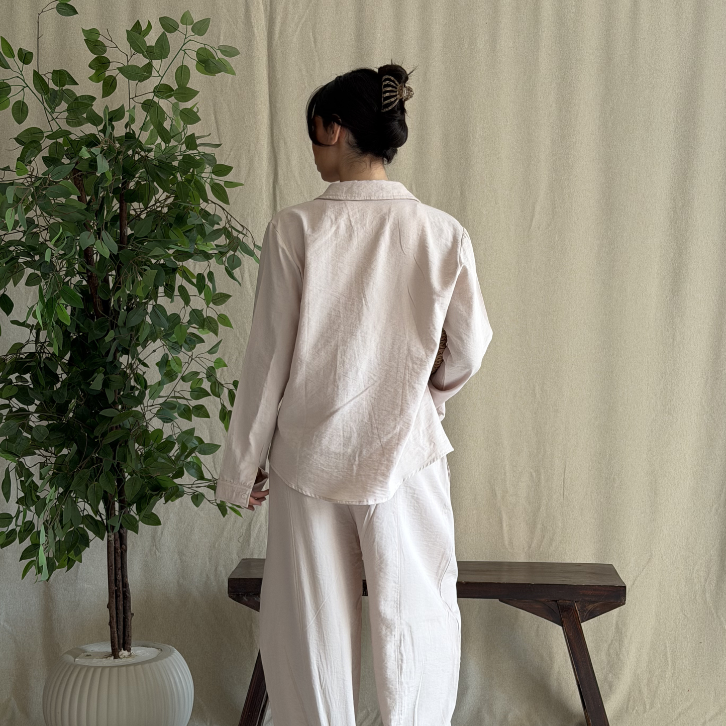Beige Linen Relaxed-Fit Shirt