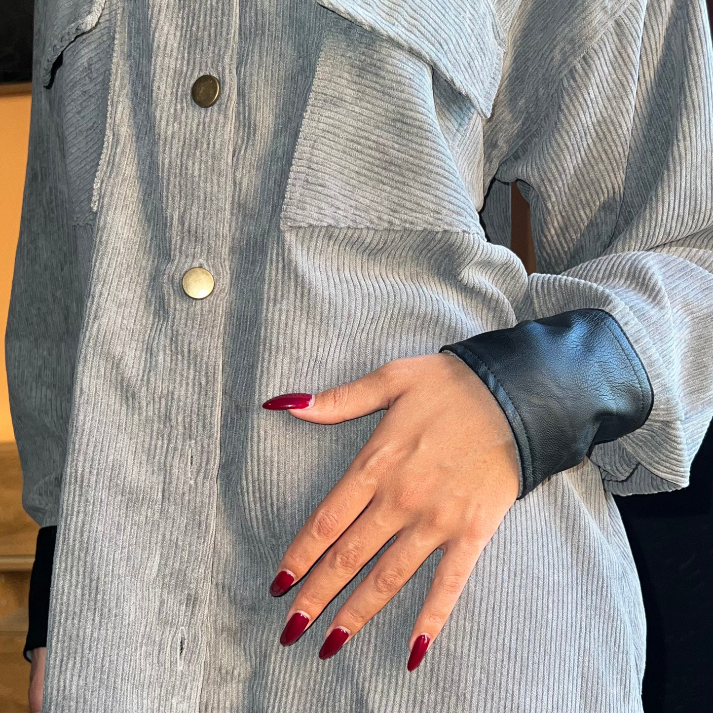 Gray Corduroy Oversized Shirt