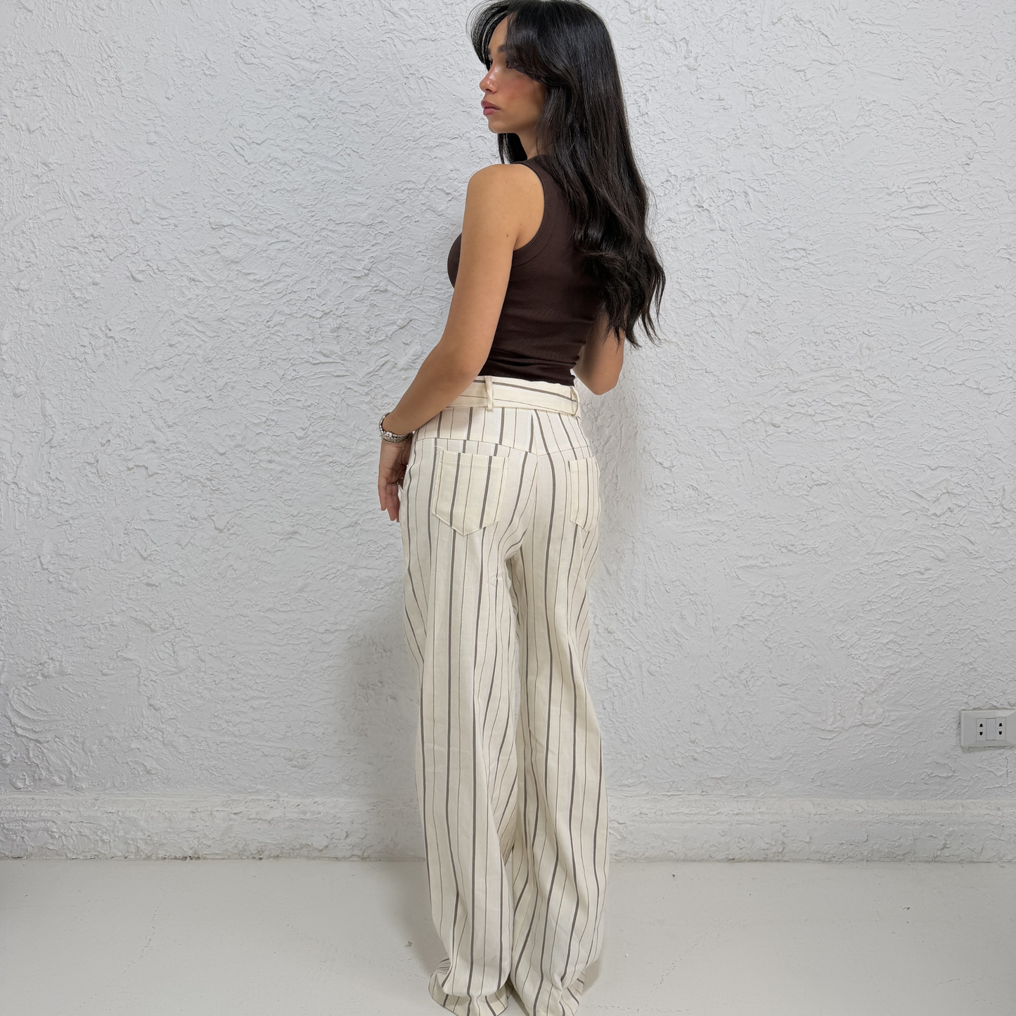 Striped Wide-Leg Tie-Waist Pants