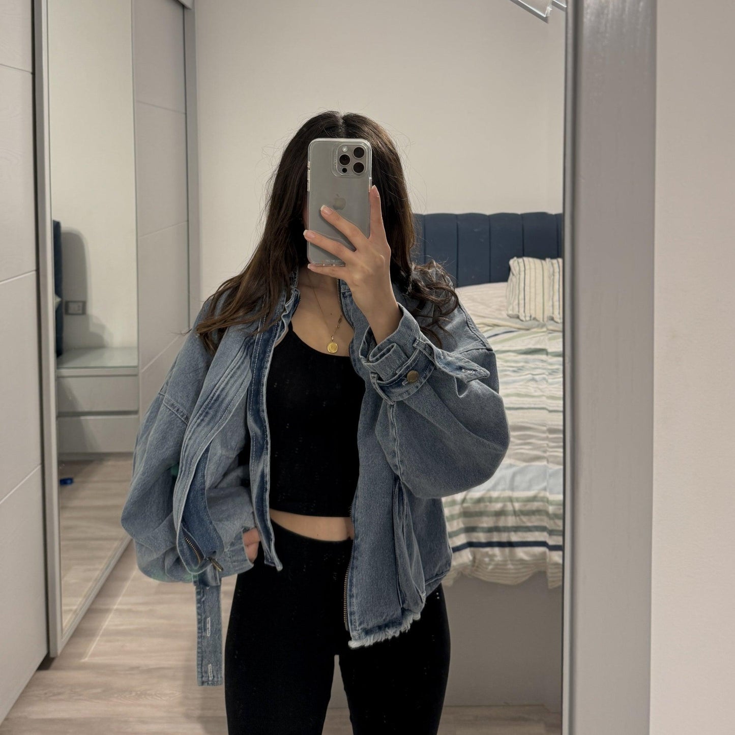 Oversized denim jacket - Maron