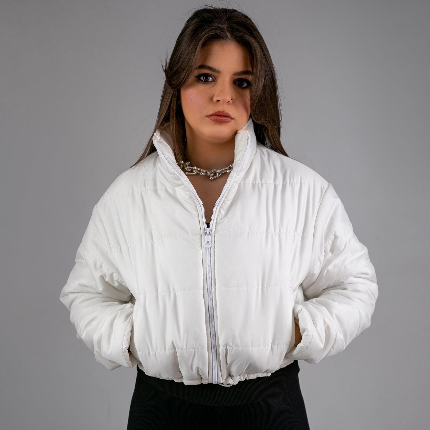 cropped puffer jacket - Maron