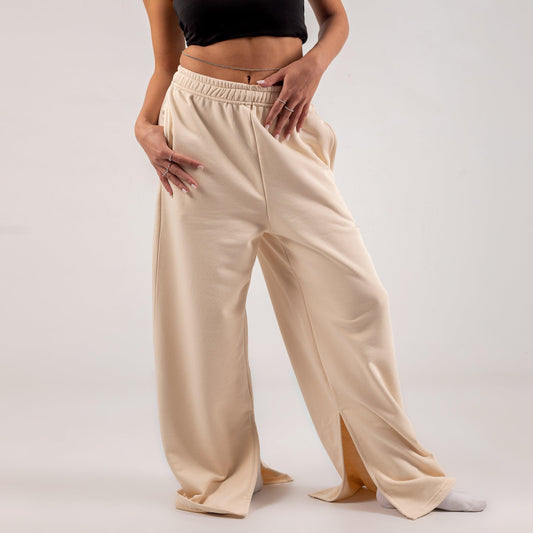 Wide leg pants with slit - Maron