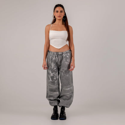 Metallic parachute Jeans - Maron