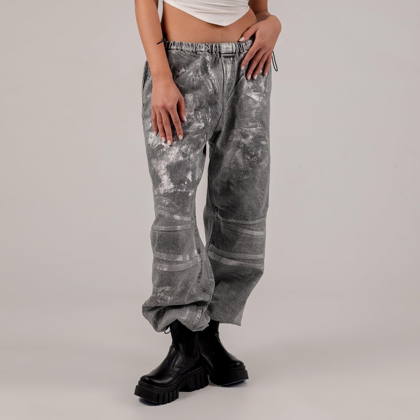 Metallic parachute Jeans - Maron