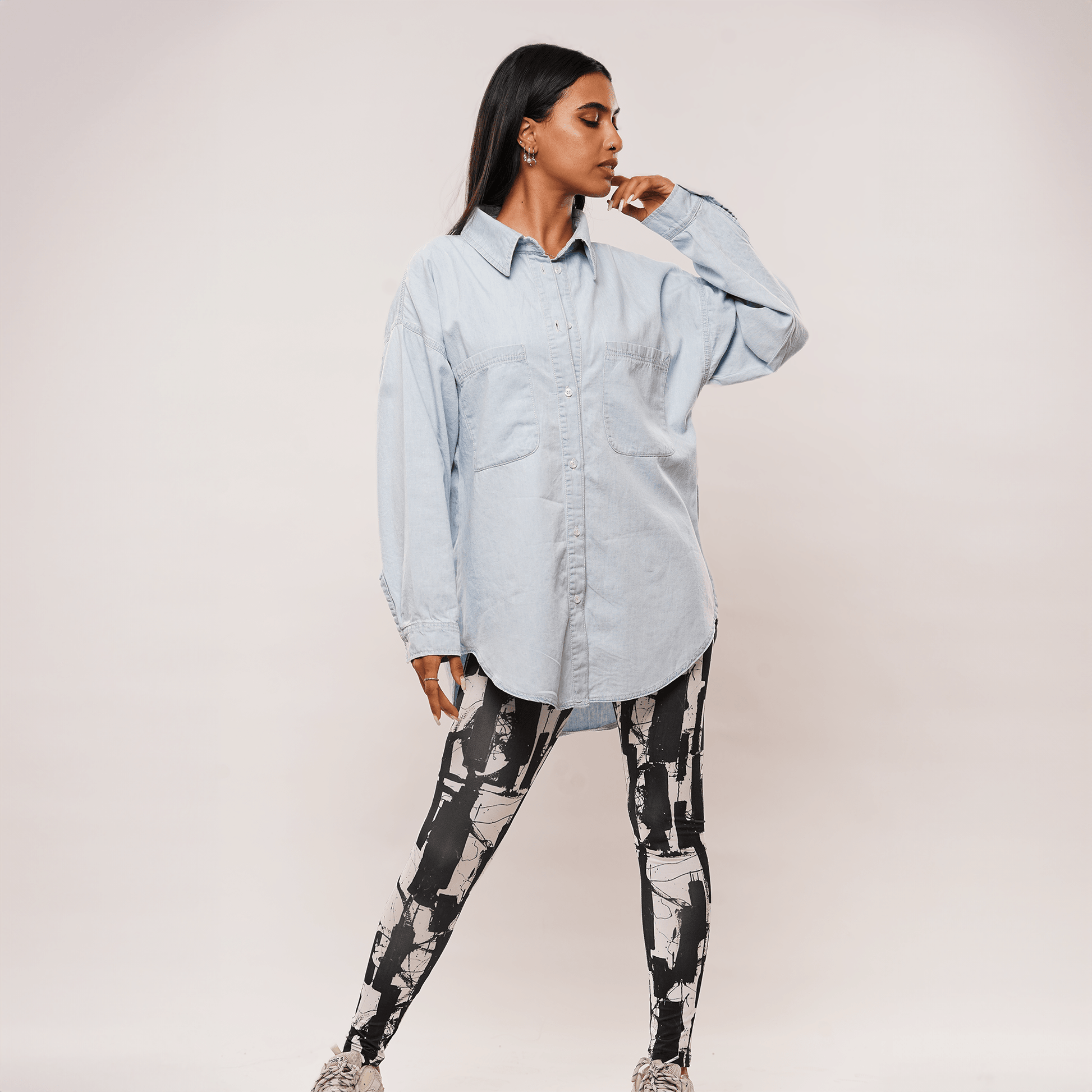 Oversized Denim Shirt (Light Blue) - Maron