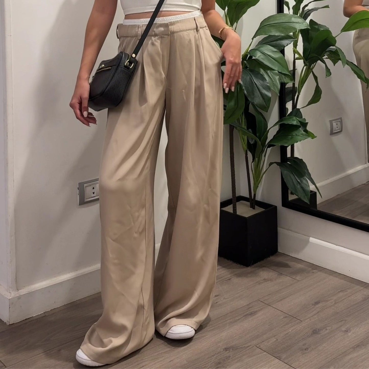 Double waisted Beige Pants