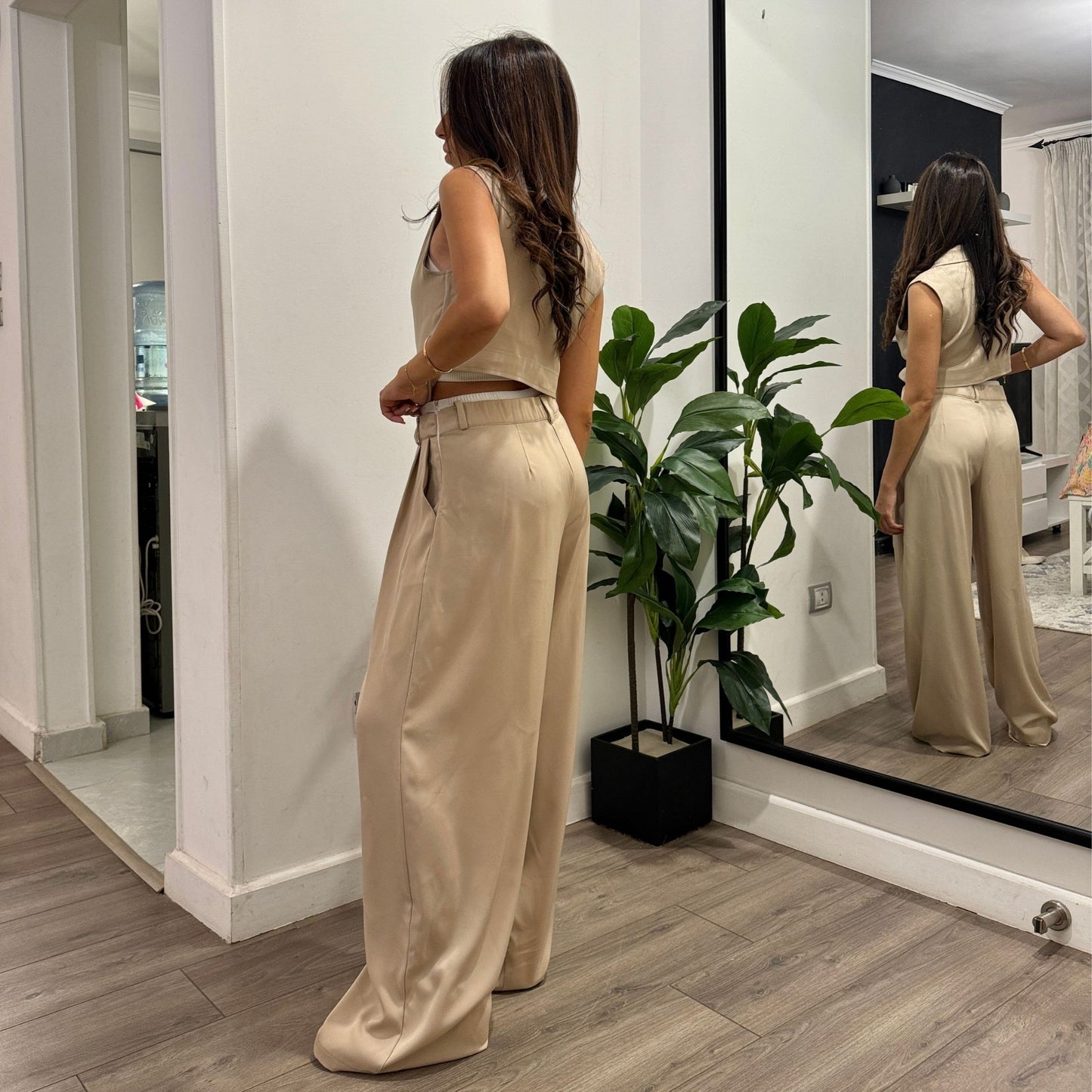 Double waisted Beige Pants