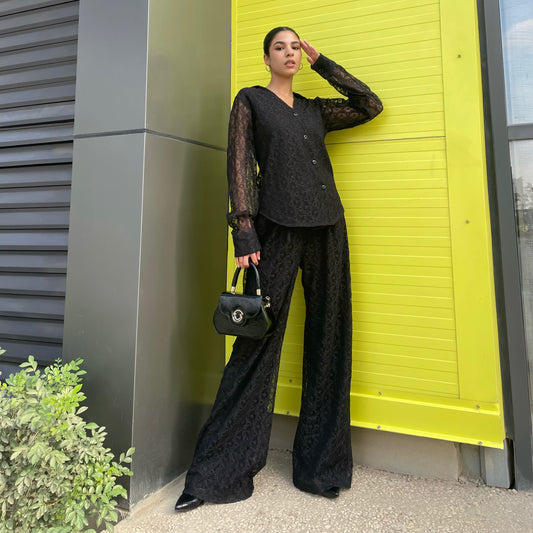 Lined Lace Wide Leg Pants