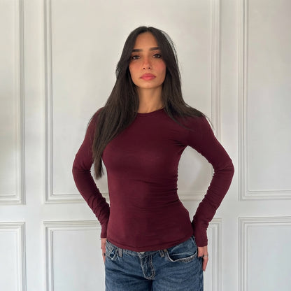 Burgundy Long Sleeves Basic top
