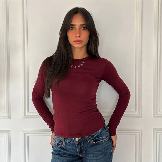 Burgundy Long Sleeves Basic top