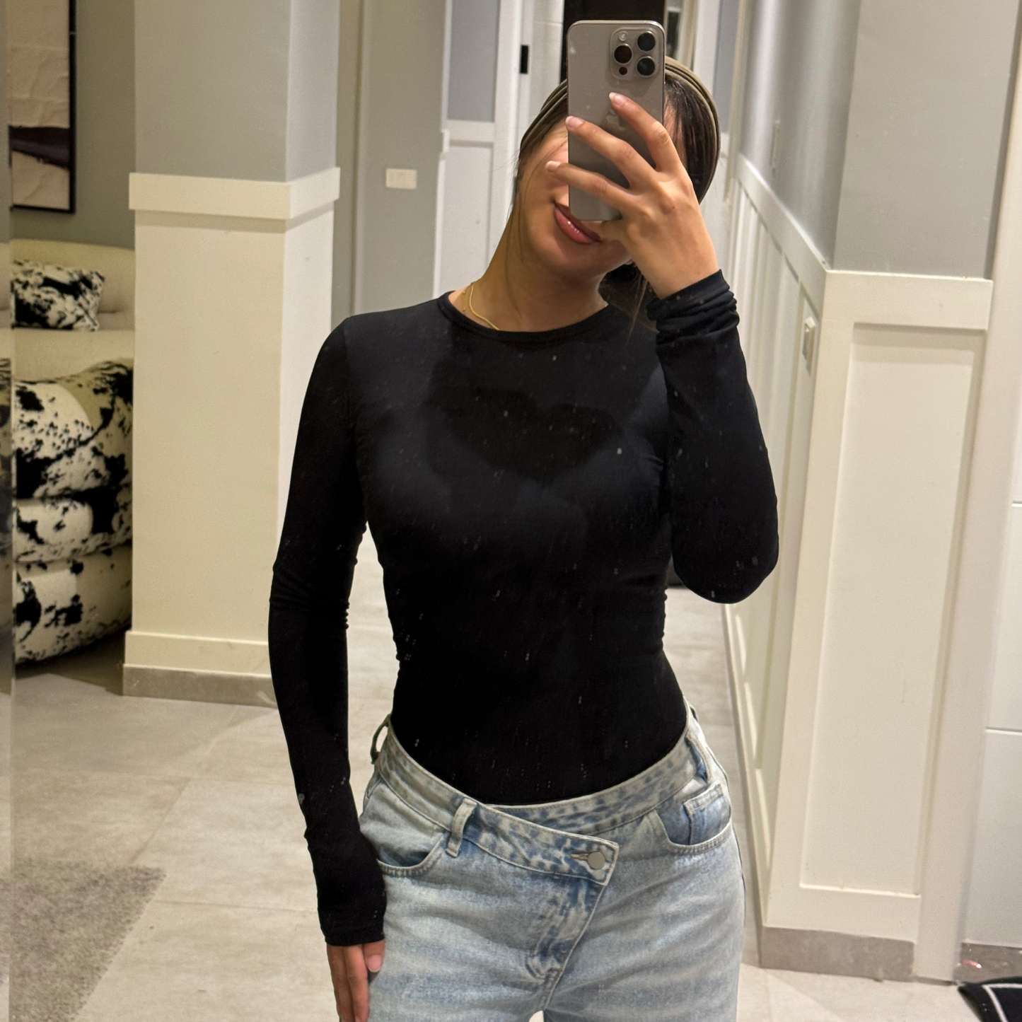 Black basic Long Sleeve Top
