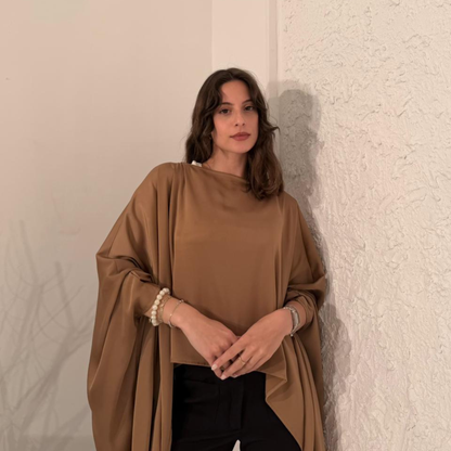 Caramel Draped Cape Top