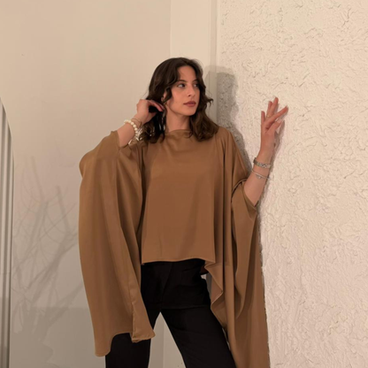 Caramel Draped Cape Top