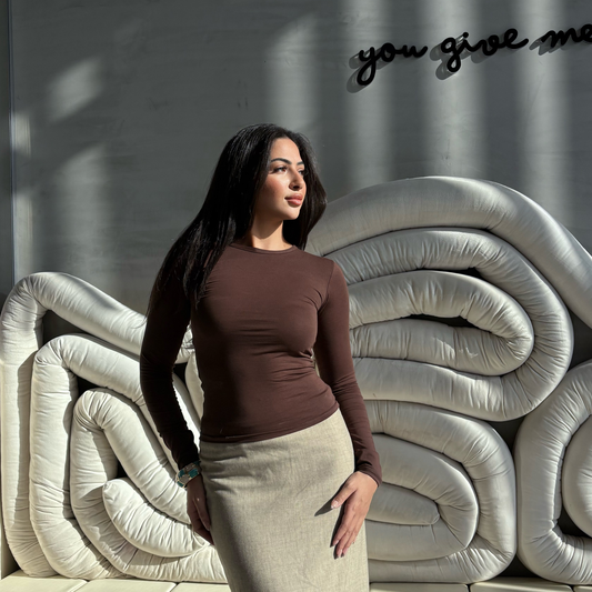Chocolate Brown Basic Long Sleeve Top