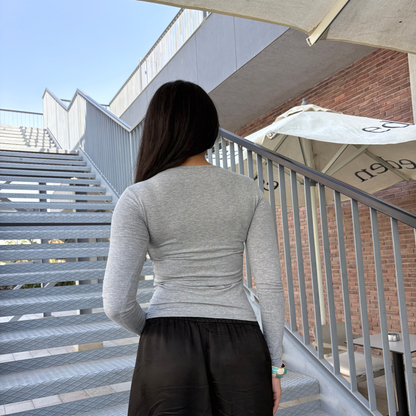 Gray Basic long sleeve Top