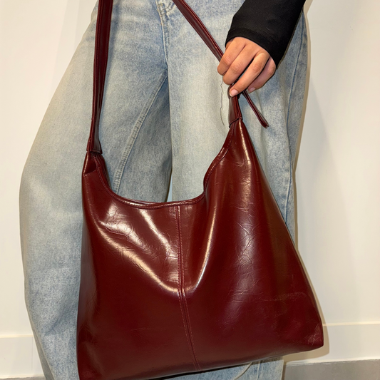 Burgundy Hobo Tote Bag