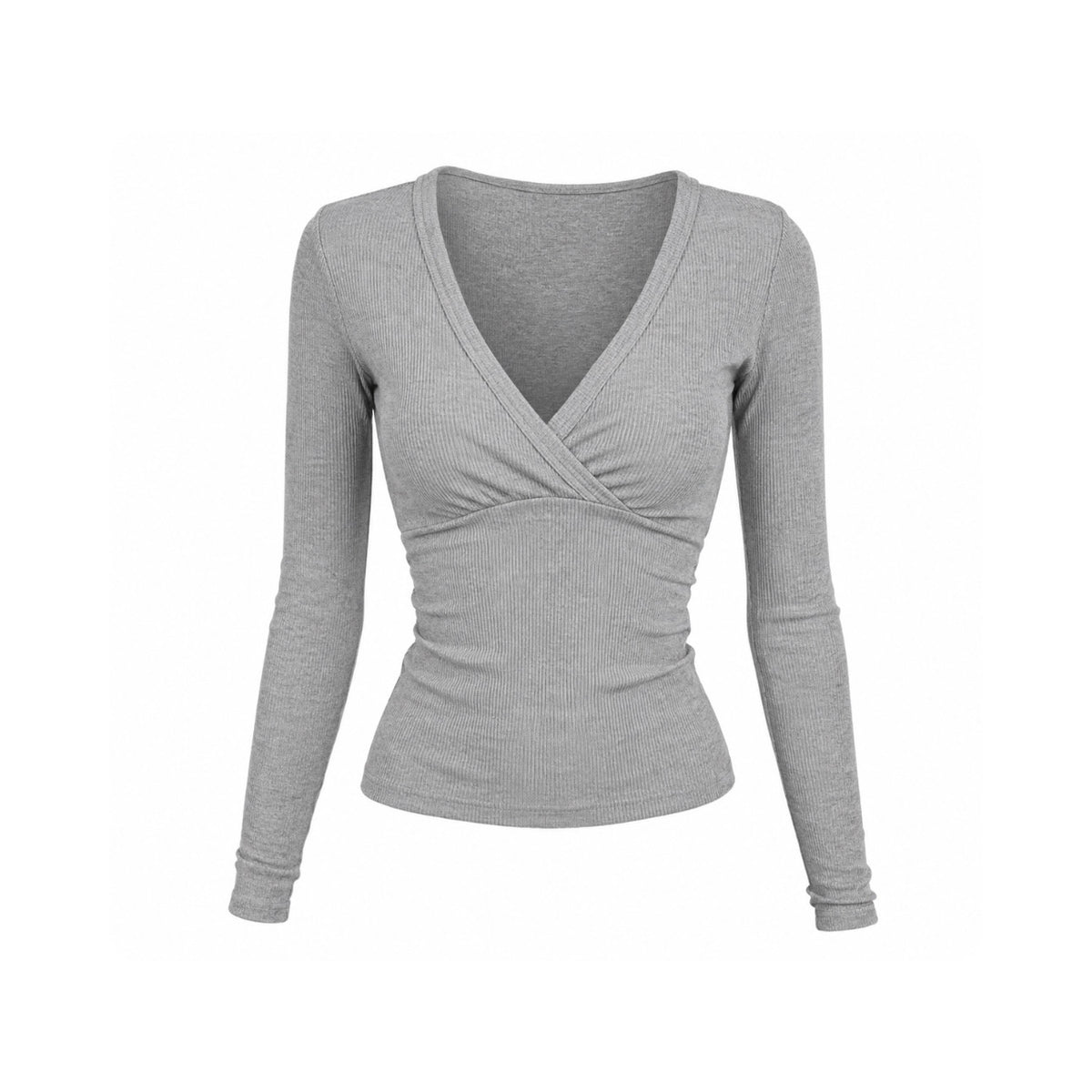 Gray Wrap Ribbed Top