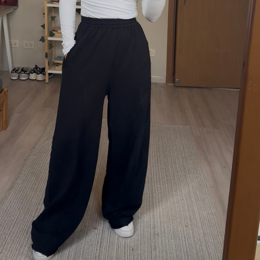 Black wide leg sweatpants