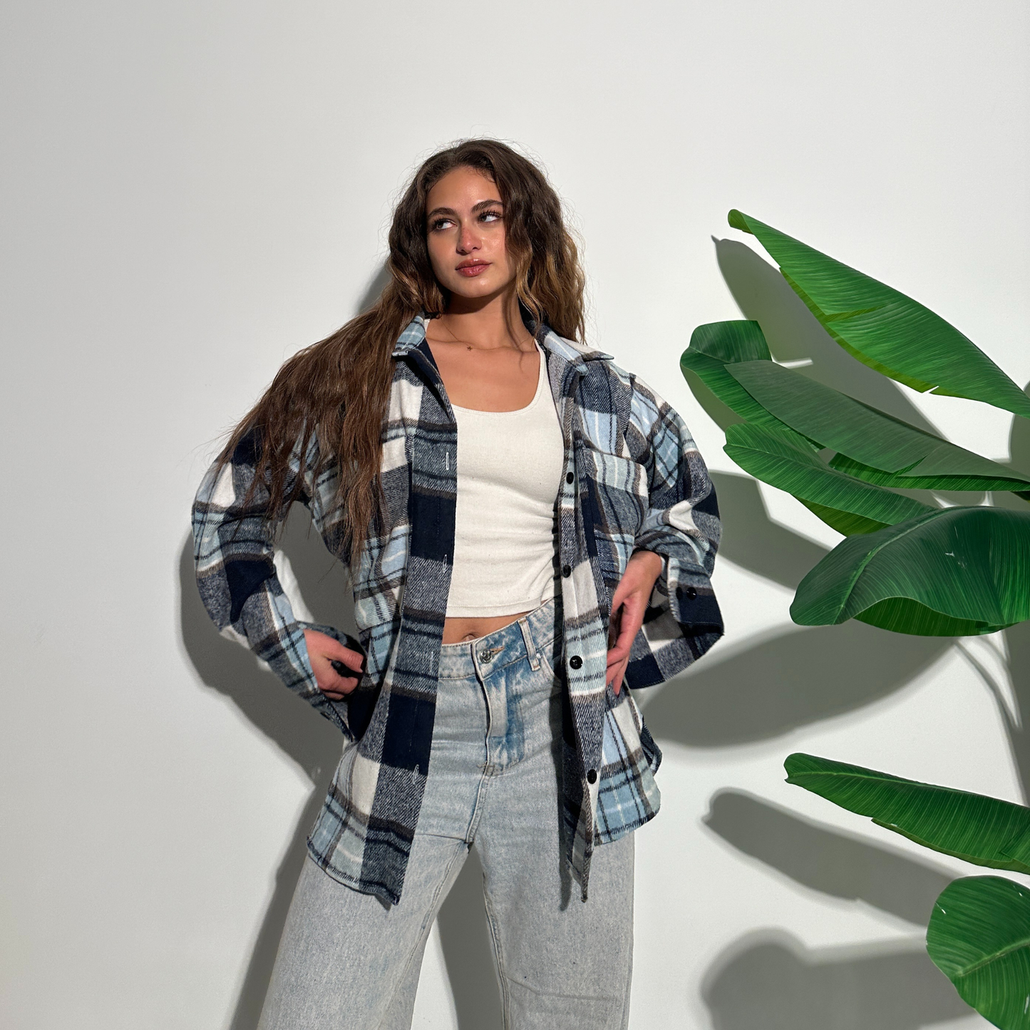 Winter Blue Shades Plaid Shirt